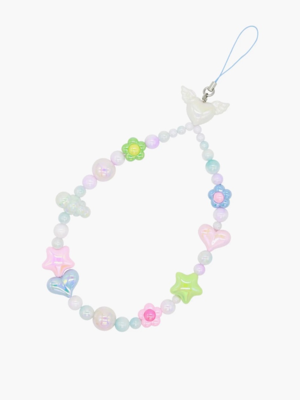 VELVET LUNA Pastel Heart & Star Beaded Phone Charm Strap - Picture 2 of 7